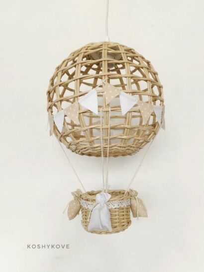 Lampa BALON beż groszki beżowe+ biały koronka