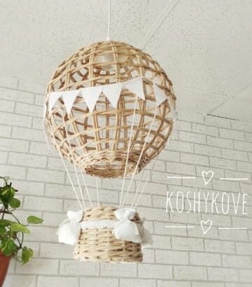 Lampa dziecięca wisząca BALON beż /koronka, biały