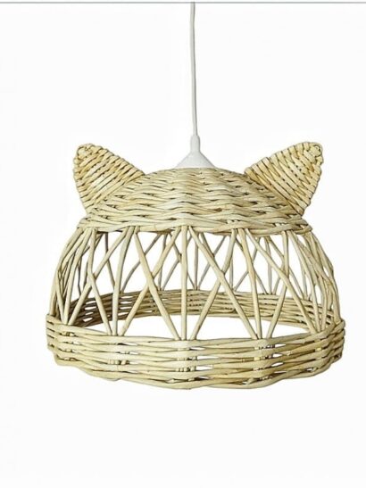 Lampa dziecięca kot wisząca beż handmade