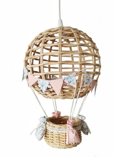 Lampa dziecięca balon handmade beż multi pudróż koronka