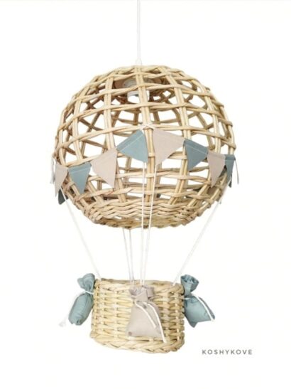 Lampa dziecięca balon handmade beż szałwia len