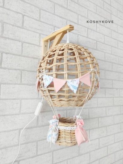 Lampka kinkiet balon beż multi pudroz koronka