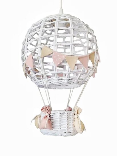 Lampa dziecięca balon handmade biała pudróż+len