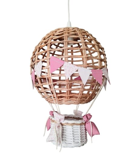 Lampa dziecięca balon handmade natur biały kwiatki+malroż