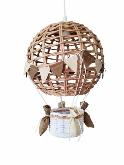Lampa dziecięca balon handmade natur biały brąz len