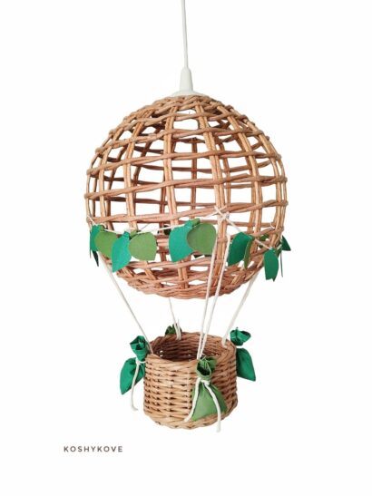 Lampa dziecięca balon handmade natur liście