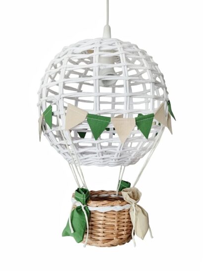 Lampa dziecięca balon biały+natur/oliwka,len