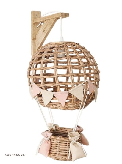 Lampka kinkiet balon natur/ pudroz, len