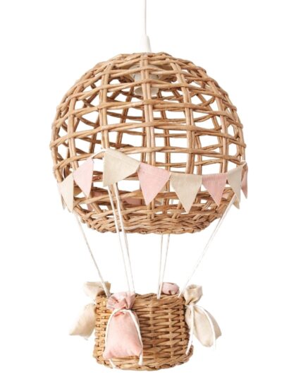 Lampa dziecięca balon natur pudroz len