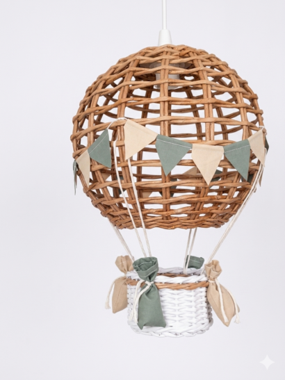 Lampa dziecięca balon handmade natur biały szalwia len