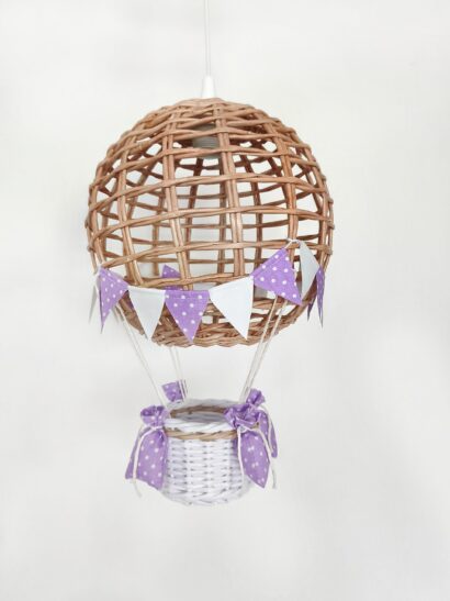 Lampa dziecięca balon natur+biały/fiolet groszki+biały